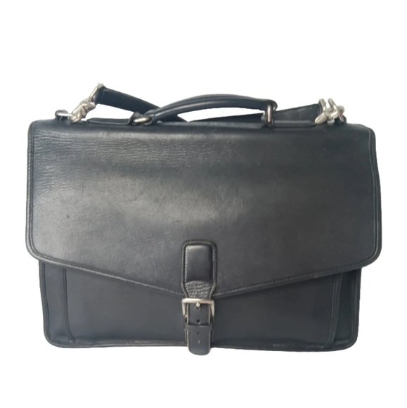Vintage COACH 5319 Messenger Bag Black Leather Briefcase - Picture 1 of 11